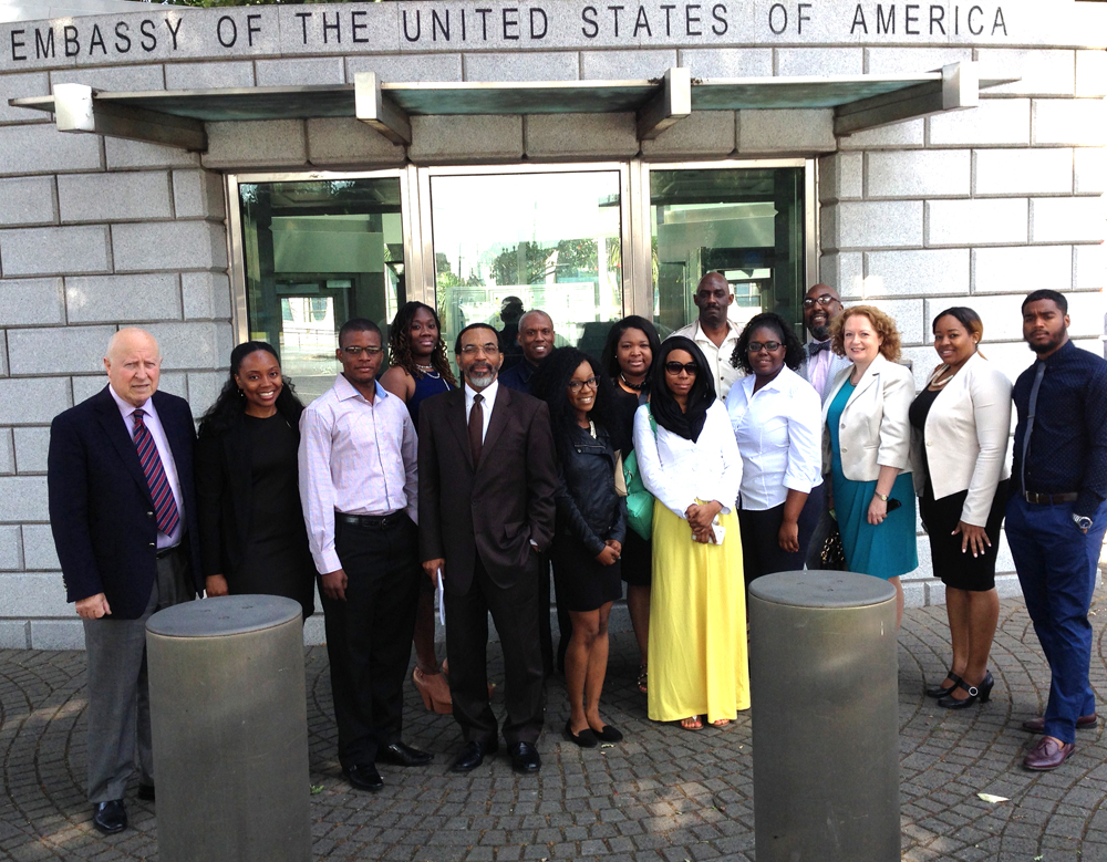 MSB Students and Faculty outside US Embassy in Ireland