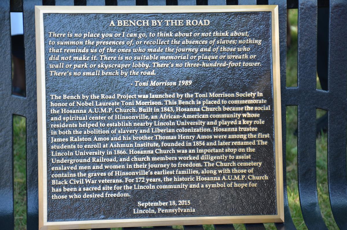A Bench by the Road Plaque